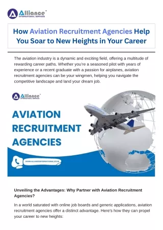 How Aviation Recruitment Agencies Help You Soar to New Heights in Your Career