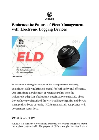 Embrace the Future of Fleet Management with Electronic Logging Devices