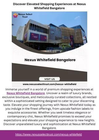 Discover Elevated Shopping Experiences at Nexus Whitefield Bangalore