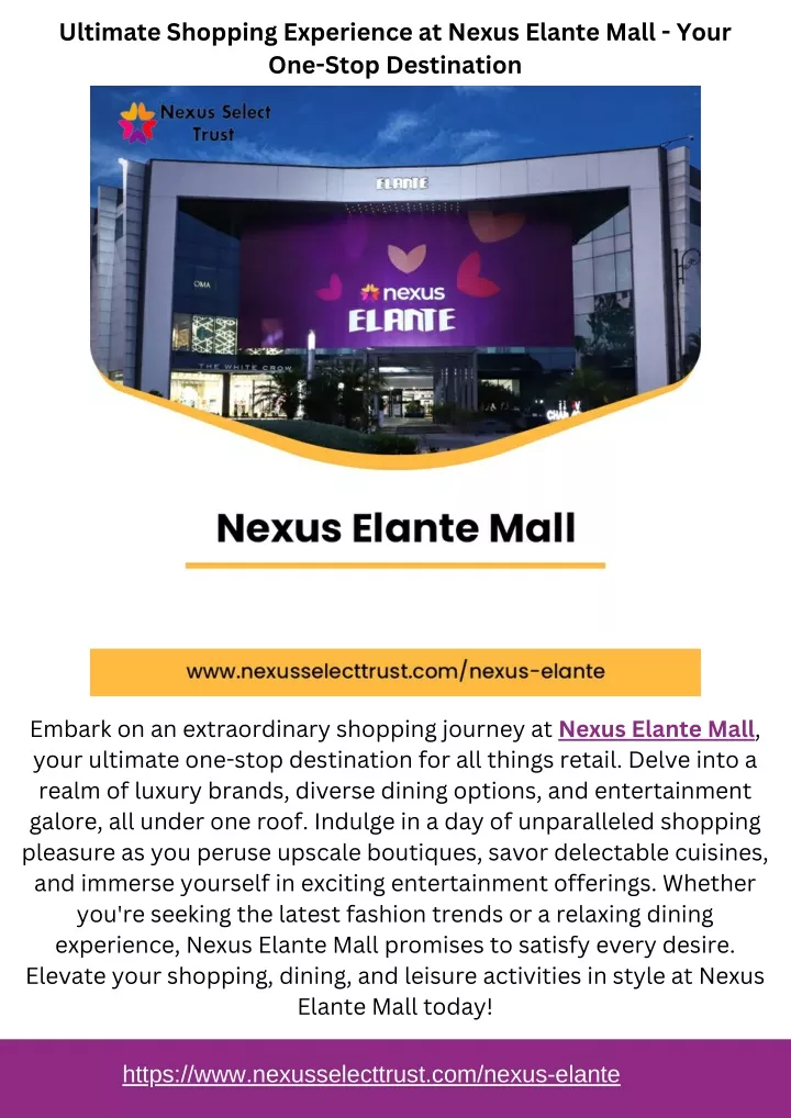 ultimate shopping experience at nexus elante mall