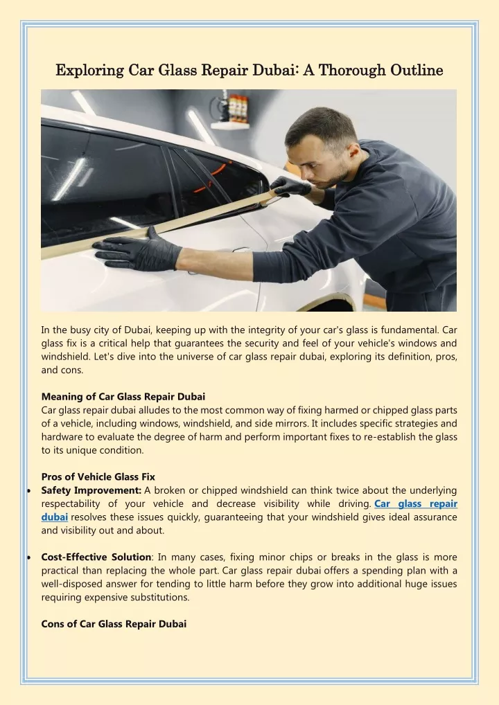 exploring car glass repair dubai a thorough