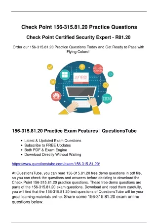 Prepare for the Check Point 156-315.81.20 Exam with the Latest Exam Questions