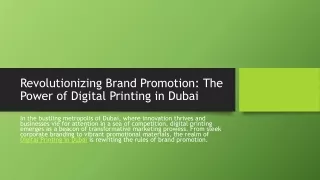 Revolutionizing Brand Promotion The Power of Digital Printing in Dubai