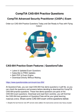 Prepare for the CompTIA CAS-004 Exam with the Latest CAS-004 Exam Questions
