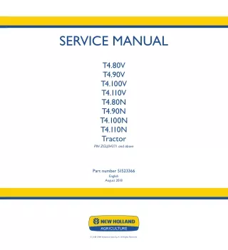 New Holland T4.100V Tractor Service Repair Manual
