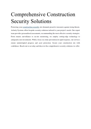 Comprehensive Construction Security Solutions