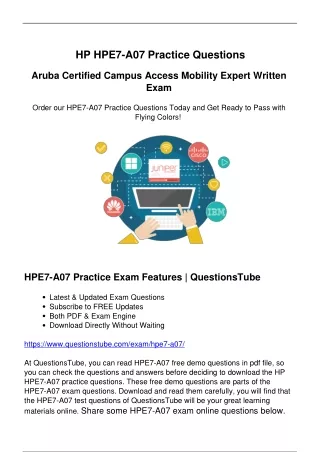 Prepare for the HPE HPE7-A07 Exam with the Latest HPE7-A07 Exam Questions