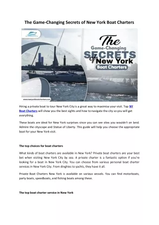 The Game-Changing Secrets of New York Boat Charters