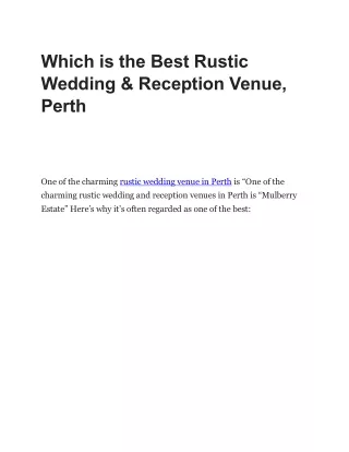 Which is the Best Rustic Wedding