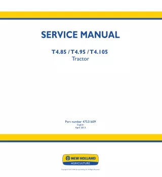 New Holland T4.105 Tractor Service Repair Manual