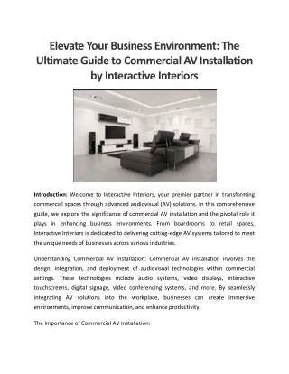 Elevate Your Business Environment The Ultimate Guide to Commercial AV Installation by Interactive Interiors