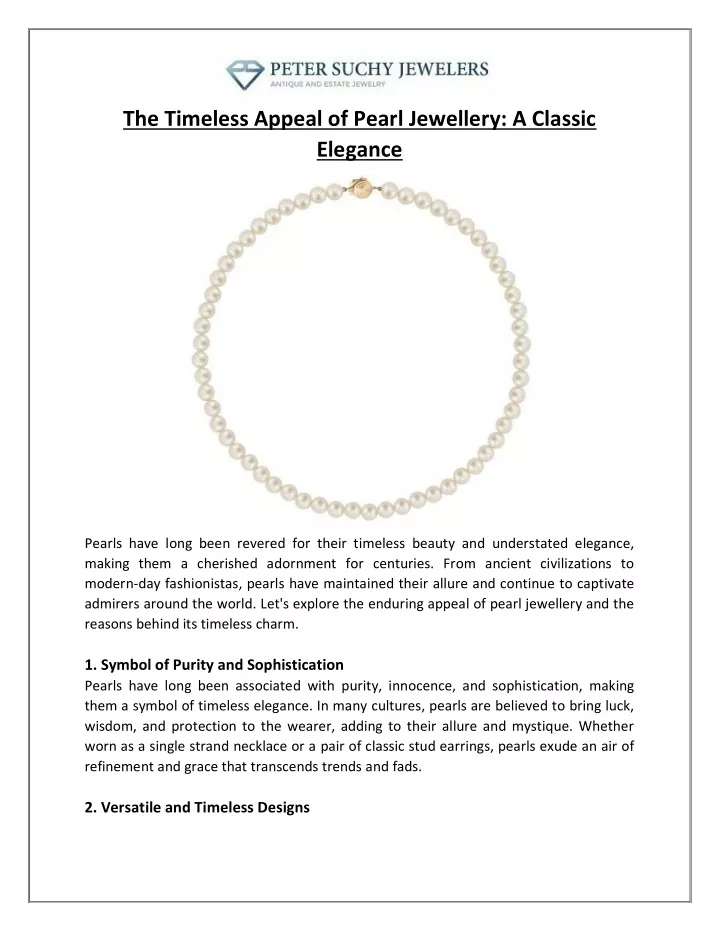 the timeless appeal of pearl jewellery a classic