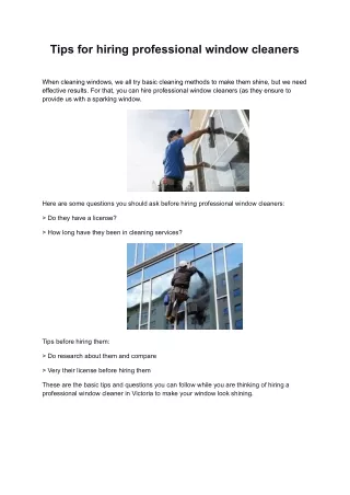 Tips for hiring professional window cleaners