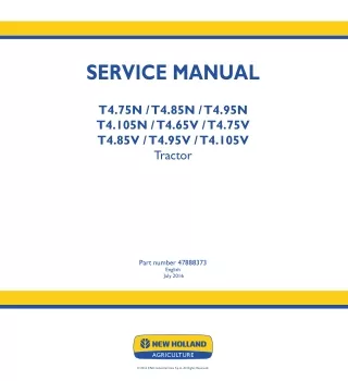 New Holland T4.105V Tractor Service Repair Manual