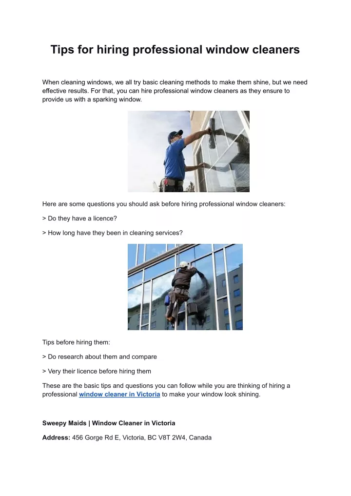 tips for hiring professional window cleaners