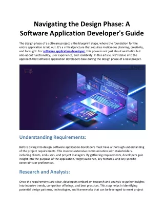 Navigating the Design Phase: A Software Application Developer's Guide
