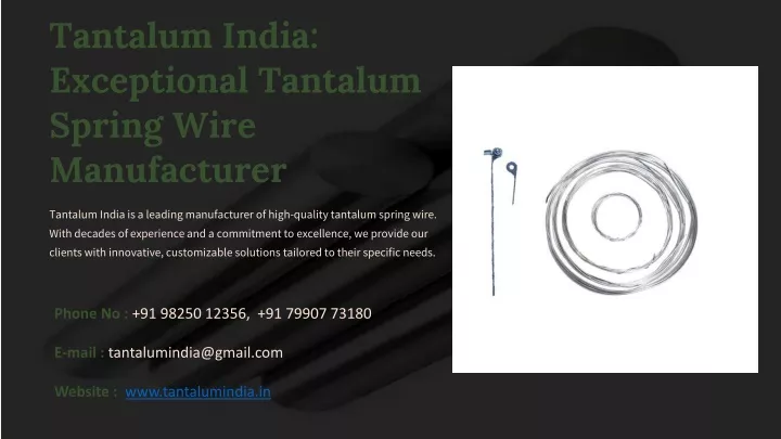 tantalum india exceptional tantalum spring wire