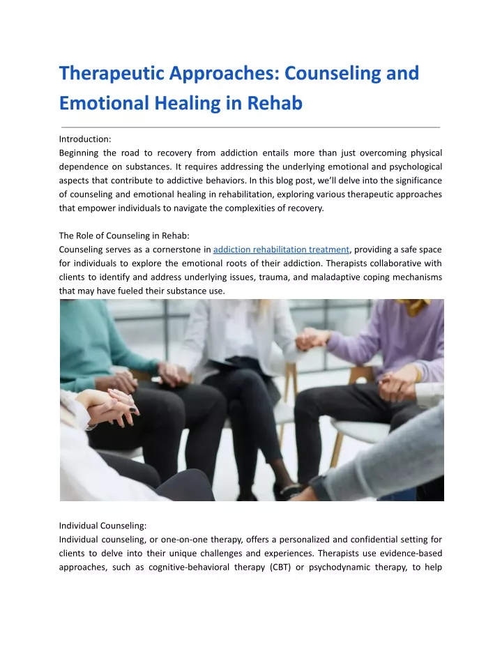 therapeutic approaches counseling and emotional