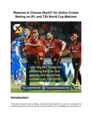 Reasons to Choose Sky247 for Online Cricket Betting on IPL and T20 World Cup Mat