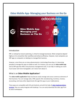 Odoo Mobile App- Managing your Business on the Go