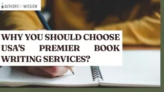 Why You should Choose the USA's Premier Book Writing Services