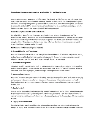 streamlining manufacturing operations with