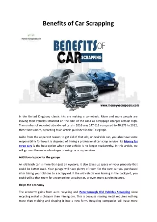 Benefits of Car Scrapping