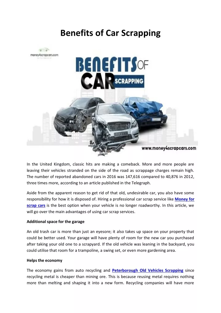 benefits of car scrapping