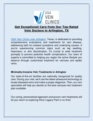 Get Exceptional Care from Our Top-Rated Vein Doctors in Arlington, TX
