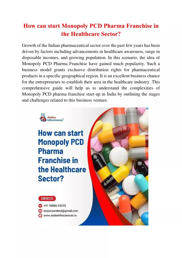 how can start monopoly pcd pharma franchise