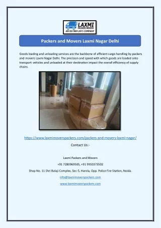 Packers and Movers Laxmi Nagar Delhi