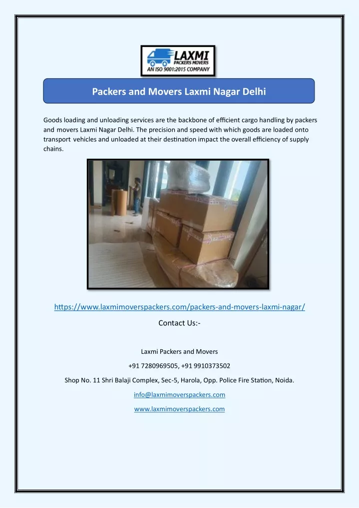 packers and movers laxmi nagar delhi