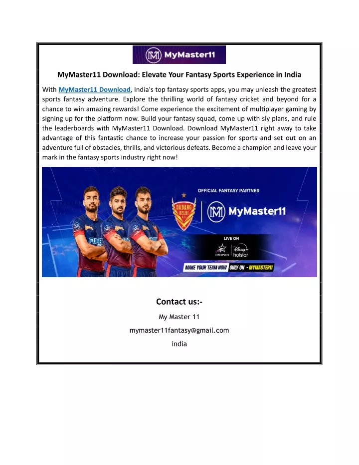 mymaster11 download elevate your fantasy sports