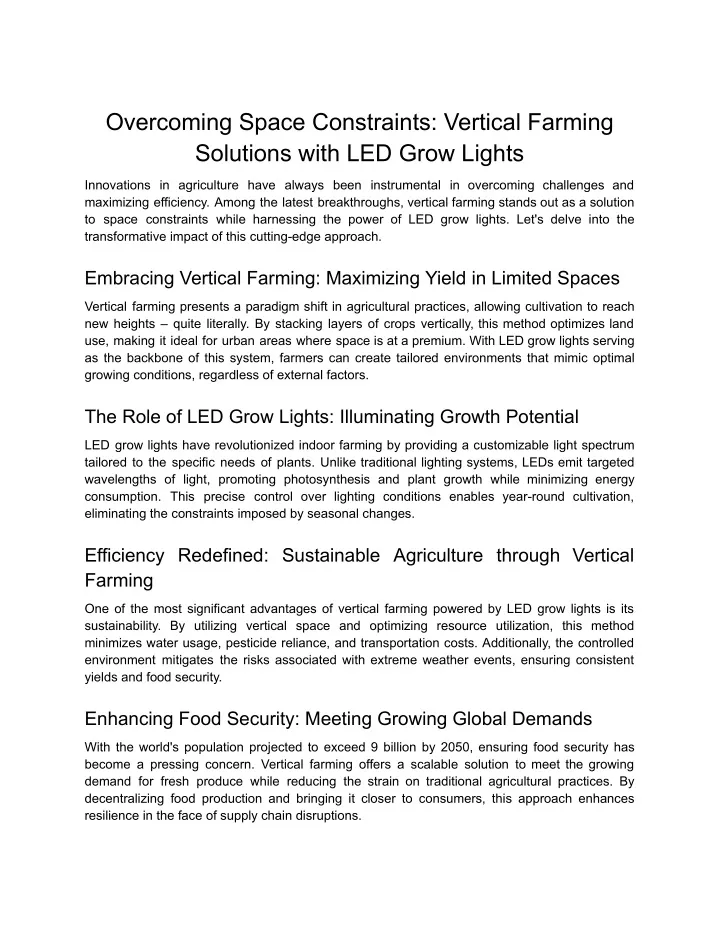 overcoming space constraints vertical farming