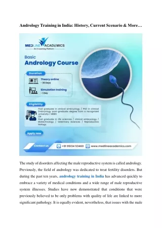 Andrology Training in India - History, Current Scenario & More