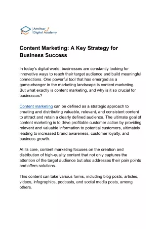 Content Marketing A Key Strategy for Business Success