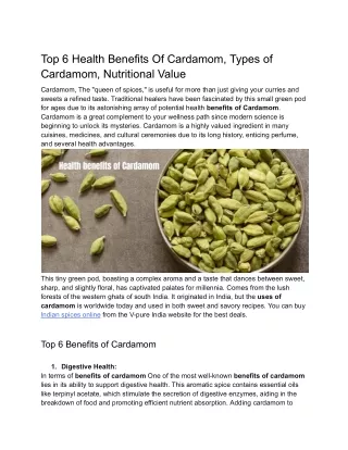 Doc 20 Benefits Of Cardamom Vpure