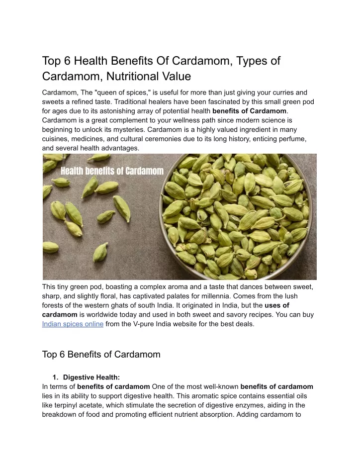 top 6 health benefits of cardamom types