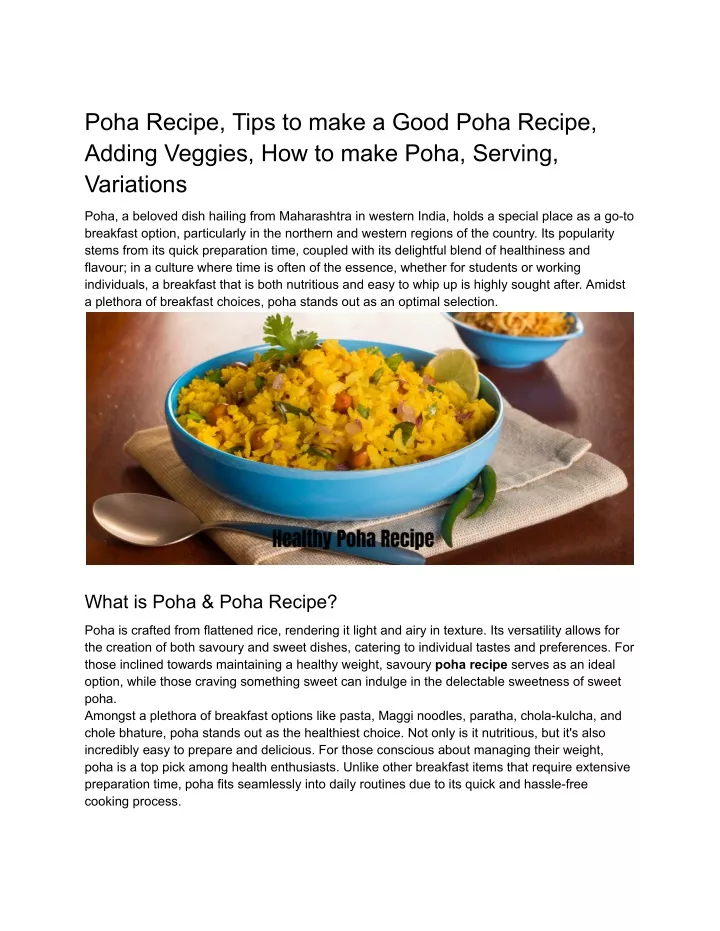 poha recipe tips to make a good poha recipe