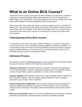 Exploring Business Computing: Online BCA Course