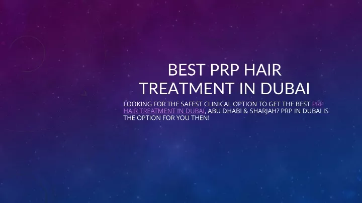 best prp hair treatment in dubai
