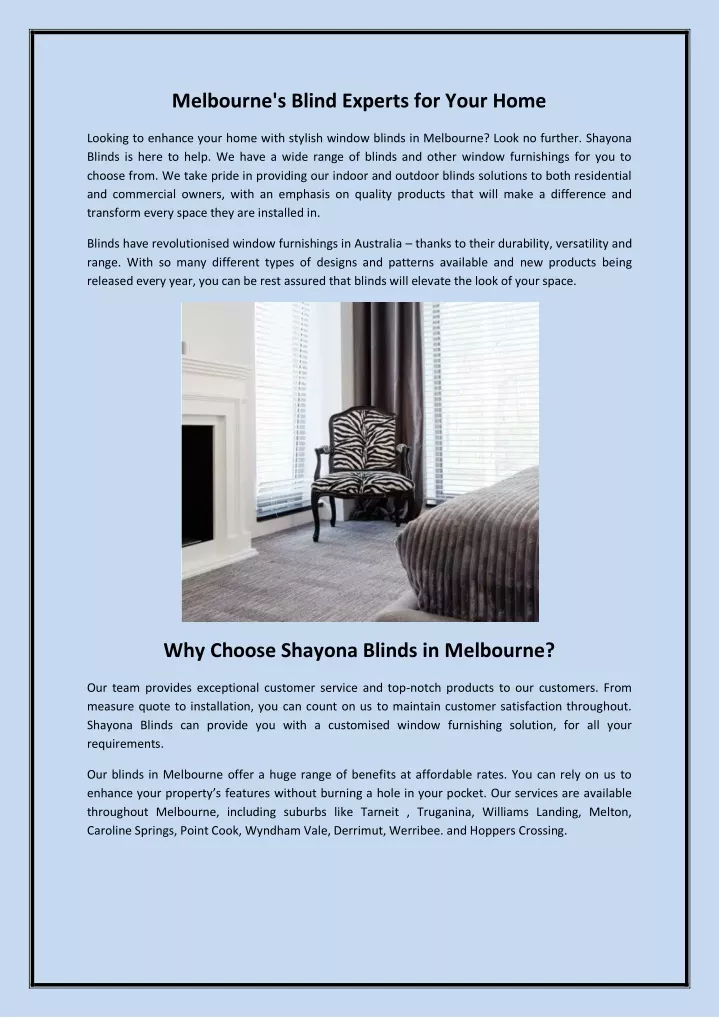melbourne s blind experts for your home