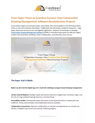 From Paper Chase to Seamless Success How Construction Drawing Management Software Revolutionizes Projects