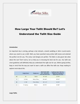 How Large Your Tallit Should Be? Let’s Understand the Tallit Size Guide