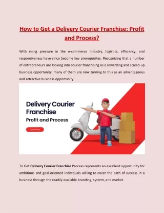 How to Get a Delivery Courier Franchise Profit and Process