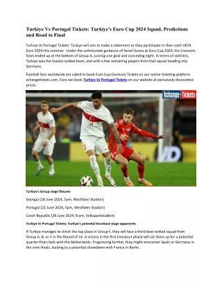 Turkiye's Euro Cup 2024 Squad, Predictions, Tactics and Road to Final