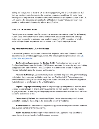 UK Student Visa Requirements