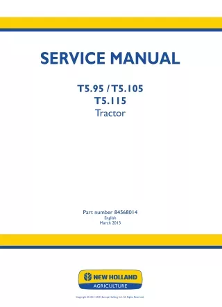 New Holland T5.115 Tractor Service Repair Manual