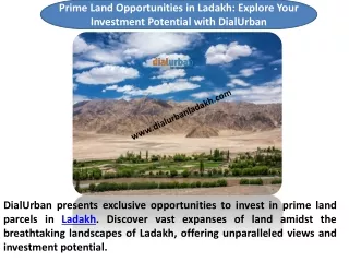 Prime Land Opportunities in Ladakh: Explore Your Investment Potential with DialU