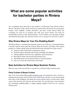 what are some popular activities for bachelor